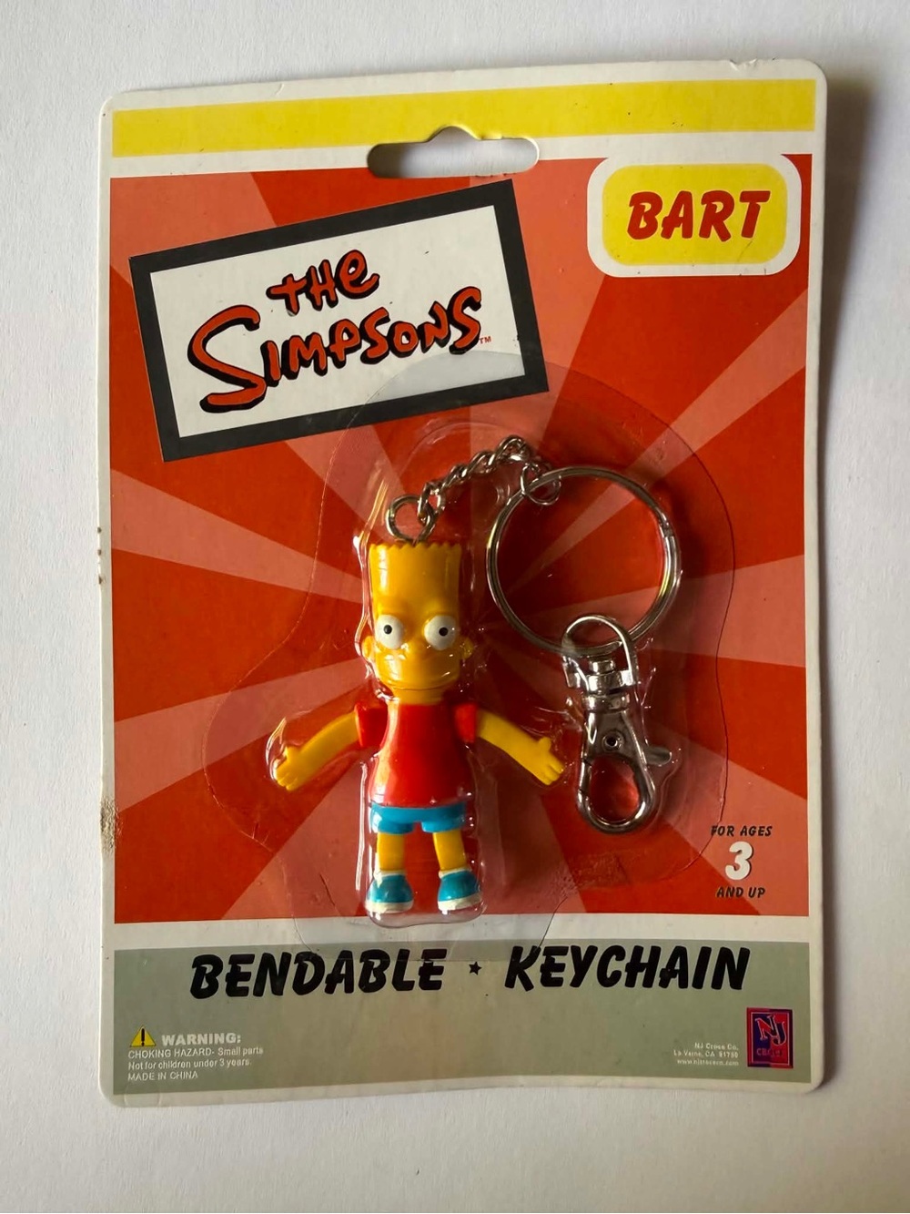 THE SIMPSONS BART 2.5" BENDIE BENDABLE POSEABLE KEYCHAIN 2003 MOC NJ CROCE